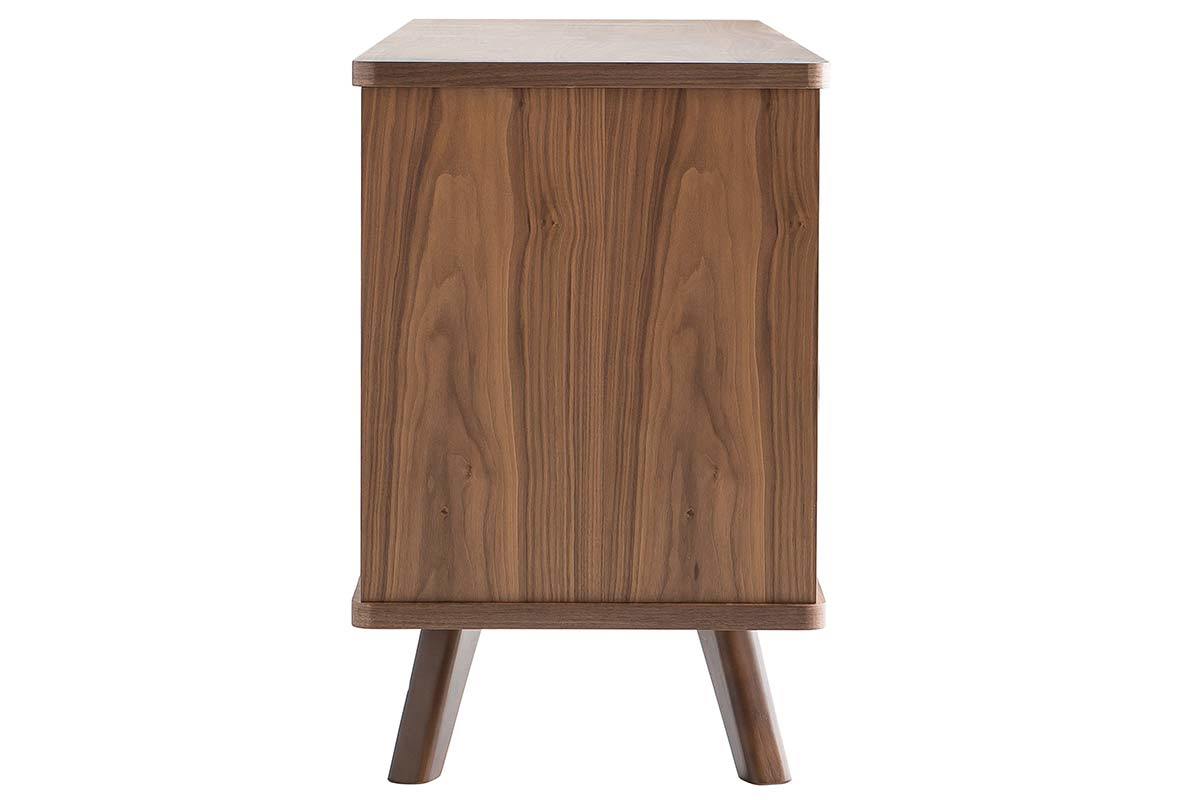 Buffet vintage en bois fonc� noyer 2 portes 3 tiroirs L160 cm FIFTIES