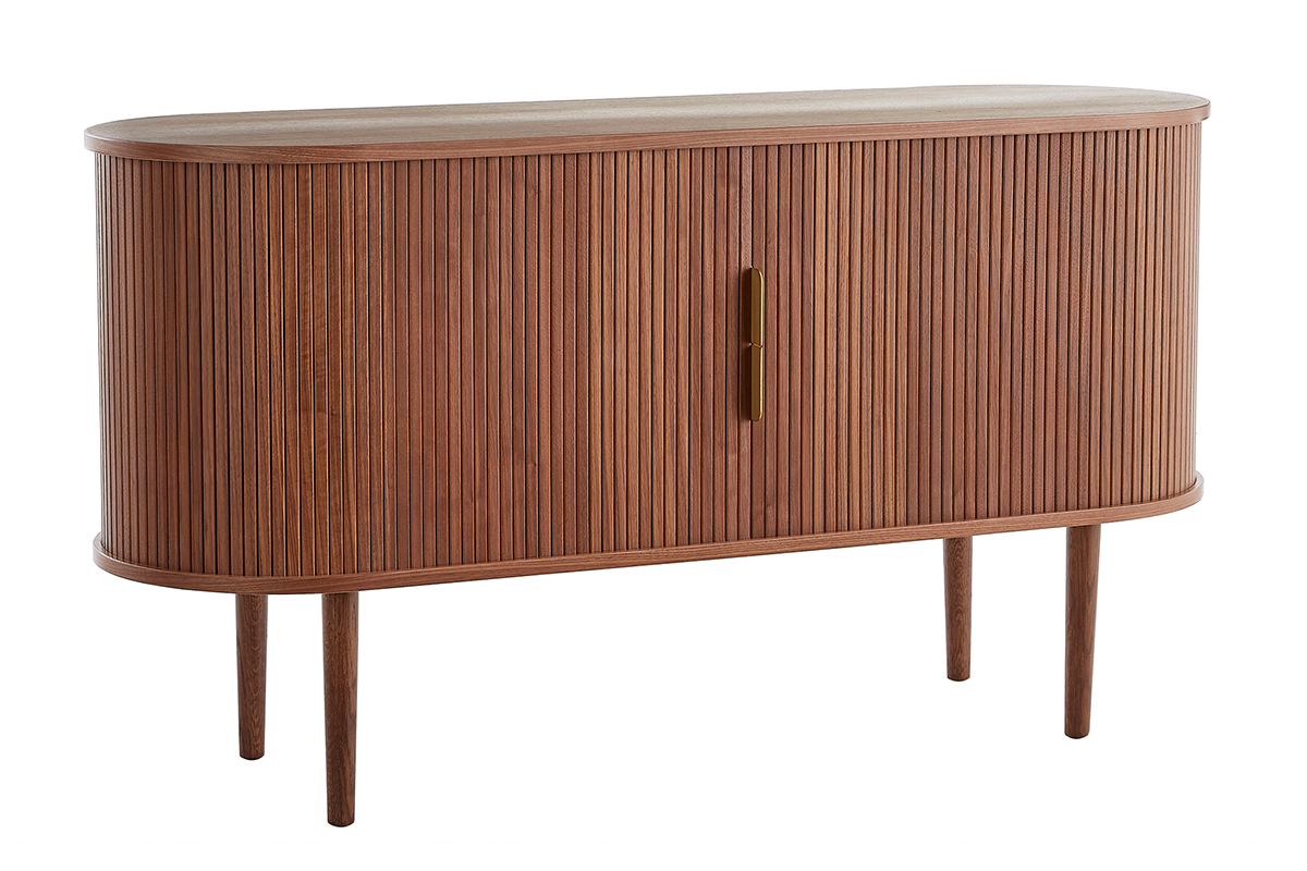 Buffet vintage en bois fonc� noyer 2 portes coulissantes L138 cm EPIC
