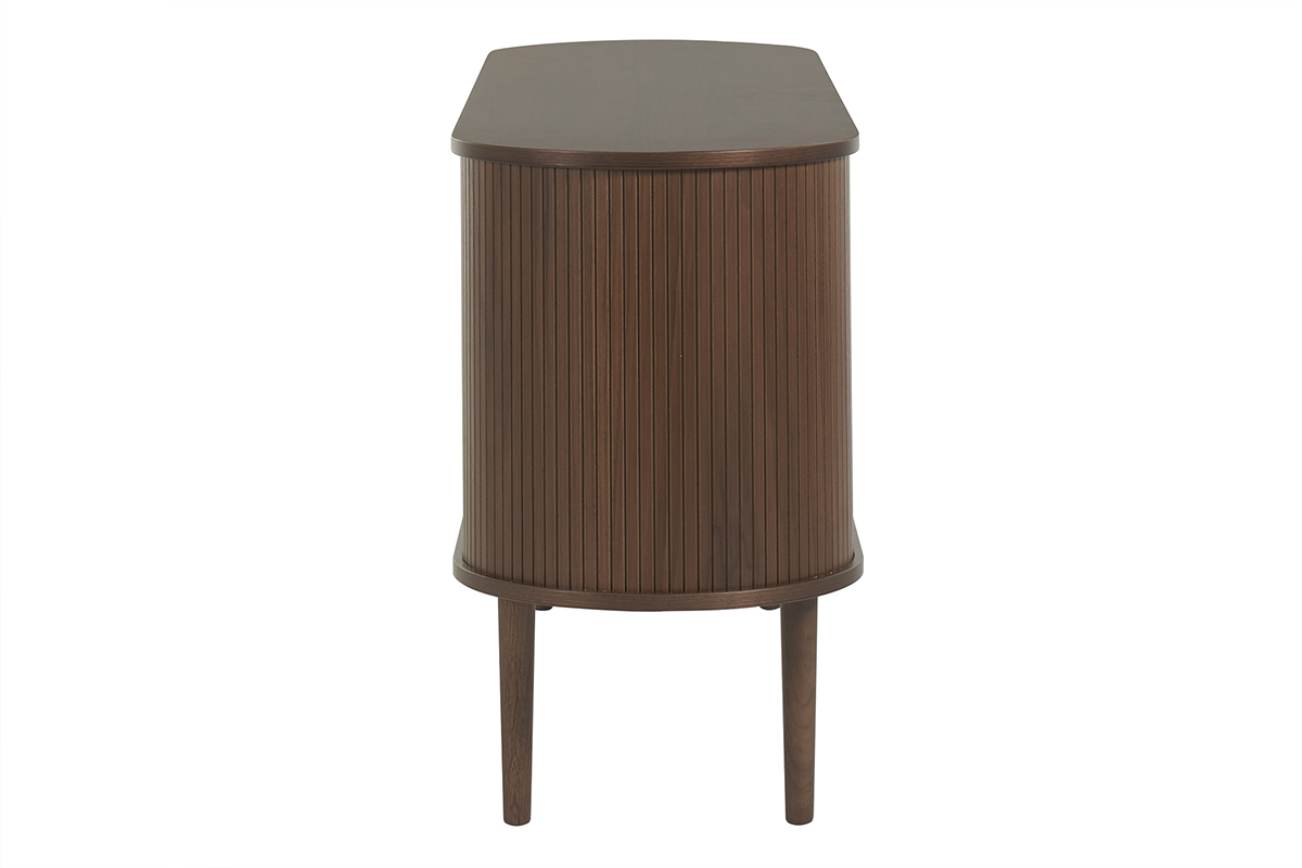 Buffet vintage en bois fonc� noyer 2 portes coulissantes L160 cm EPIC