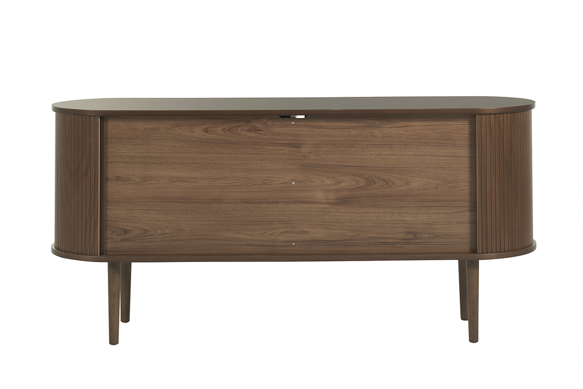 Buffet vintage en bois fonc� noyer 2 portes coulissantes L160 cm EPIC
