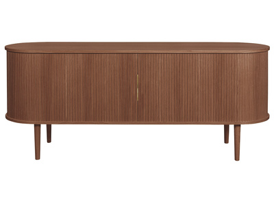 Buffet vintage en bois fonc&eacute; noyer 2 portes coulissantes L160 cm EPIC