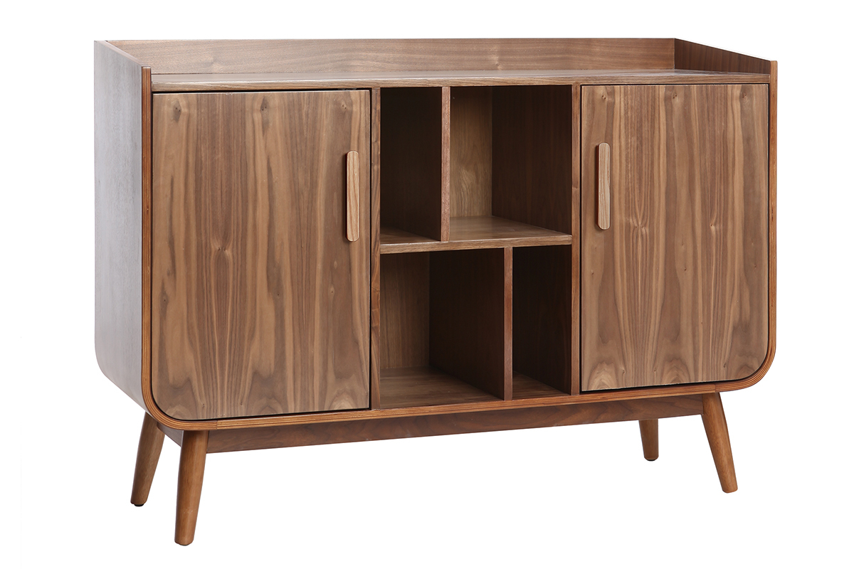 Buffet vintage en bois fonc� noyer 2 portes L122 cm HALLEN