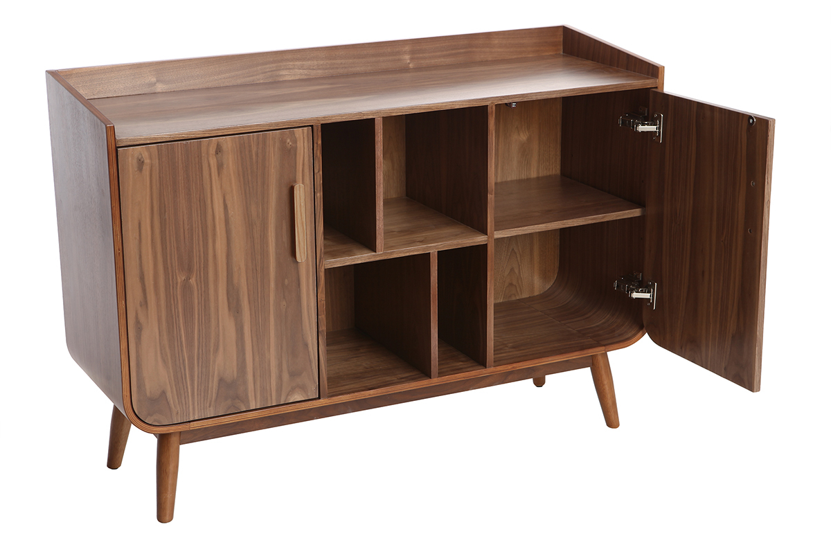 Buffet vintage en bois fonc� noyer 2 portes L122 cm HALLEN
