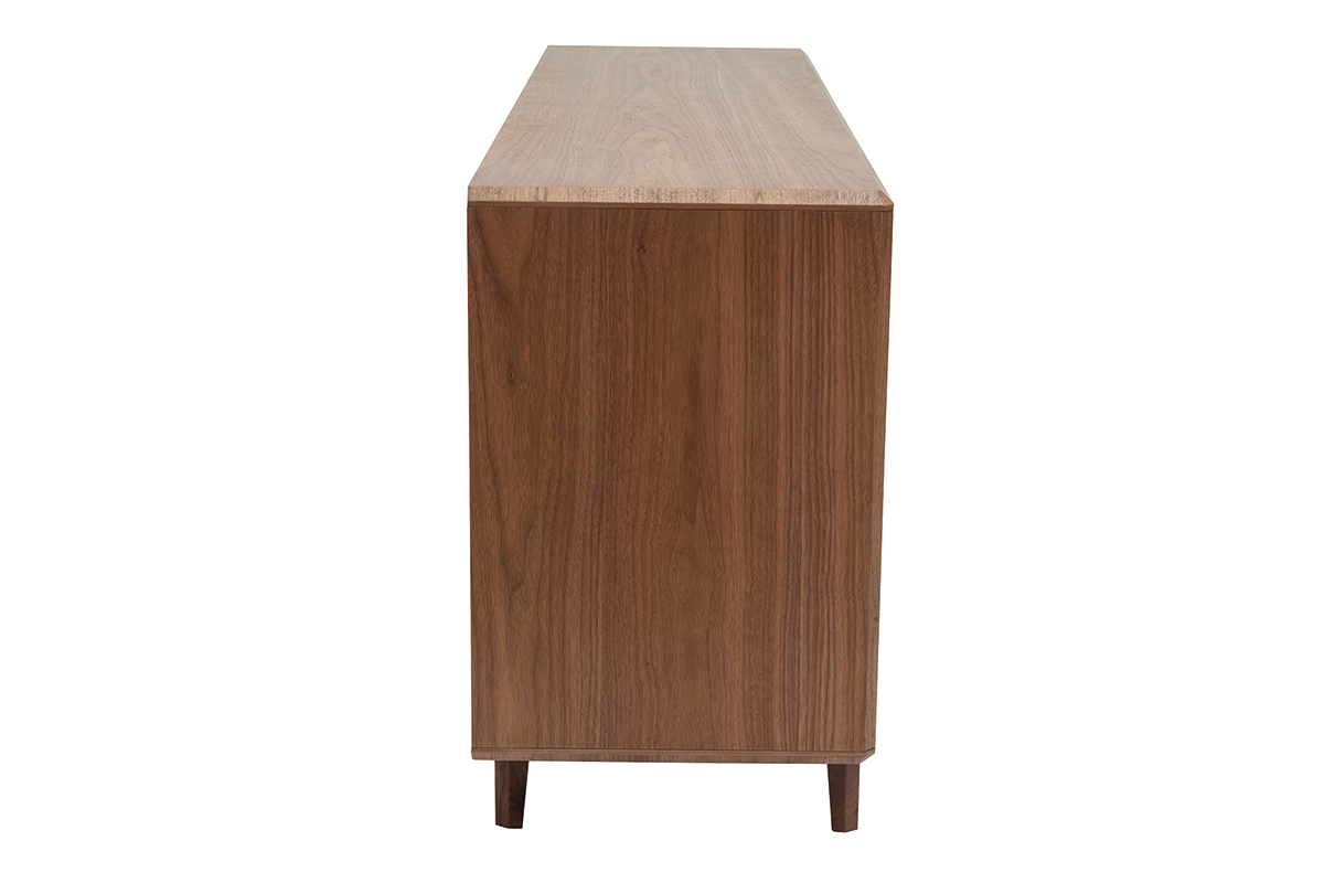 Buffet vintage en bois fonc� noyer SUVA, vue lat�rale.