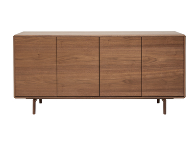 Buffet vintage en bois fonc&eacute; noyer 4 portes L160 cm SUVA