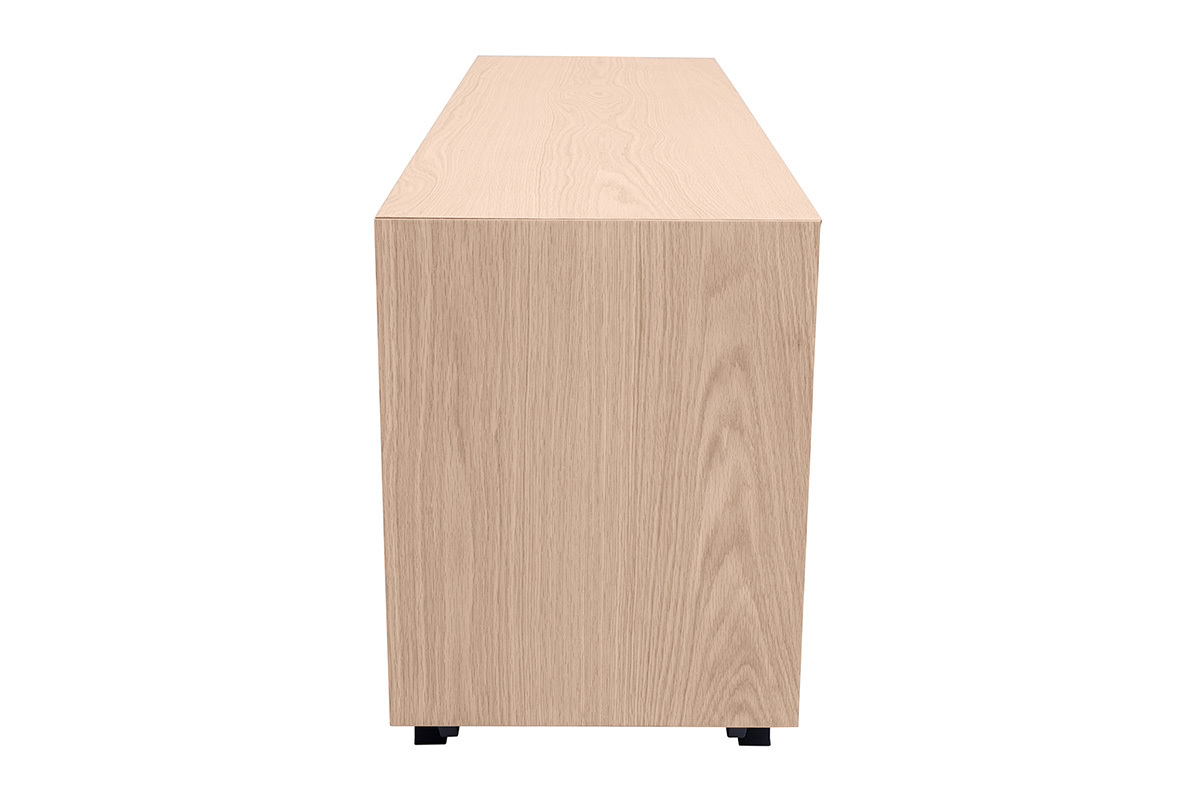 Buffet vintage finition bois ch�ne 2 portes 3 tiroirs L160 cm MANNY