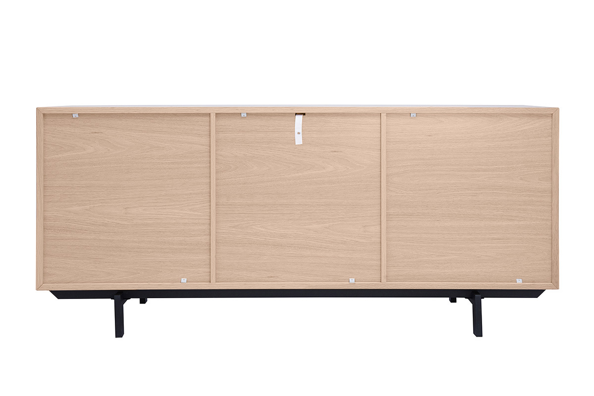 Buffet vintage finition bois ch�ne 2 portes 3 tiroirs L160 cm MANNY