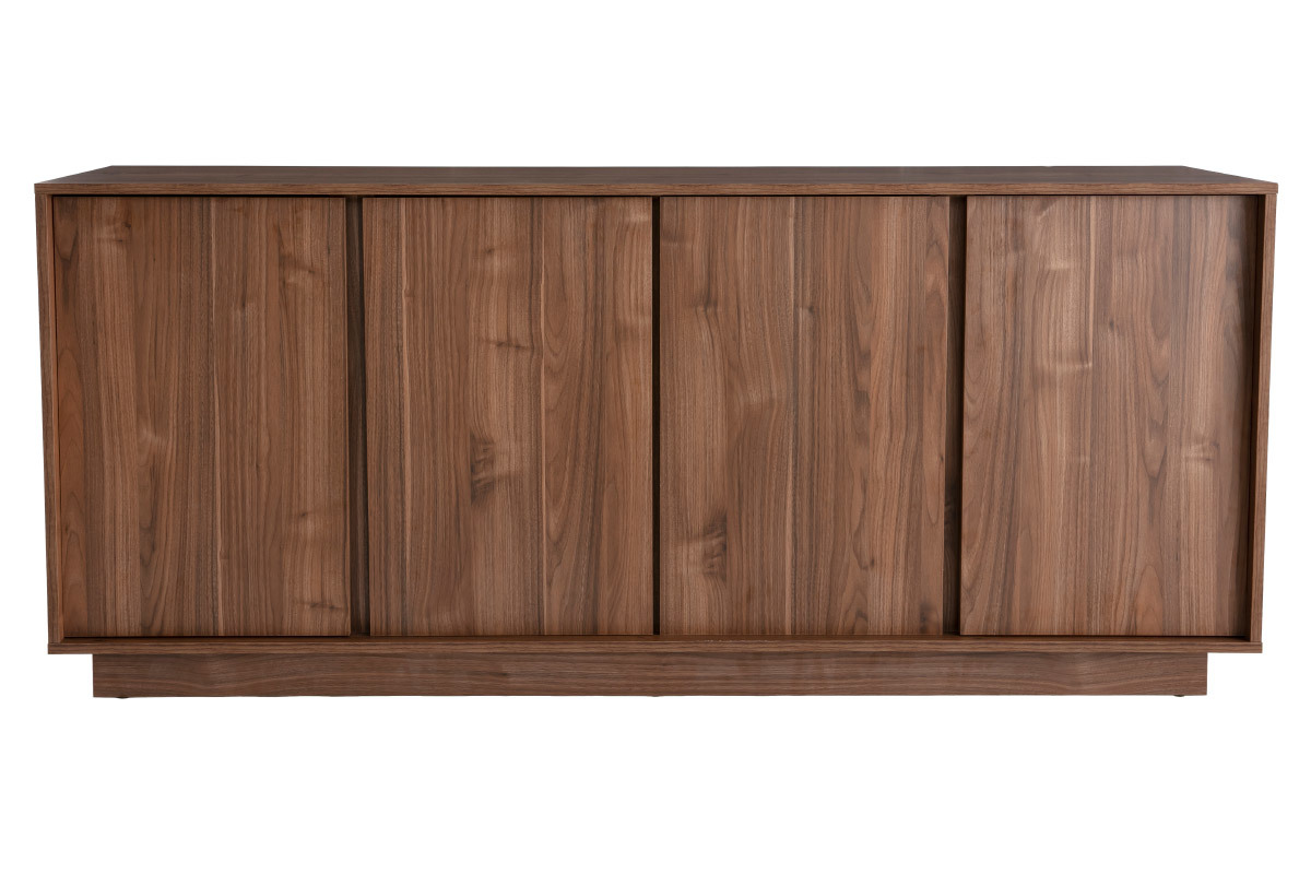 Buffet vintage finition bois fonc� noyer 4 portes L180 cm COMO