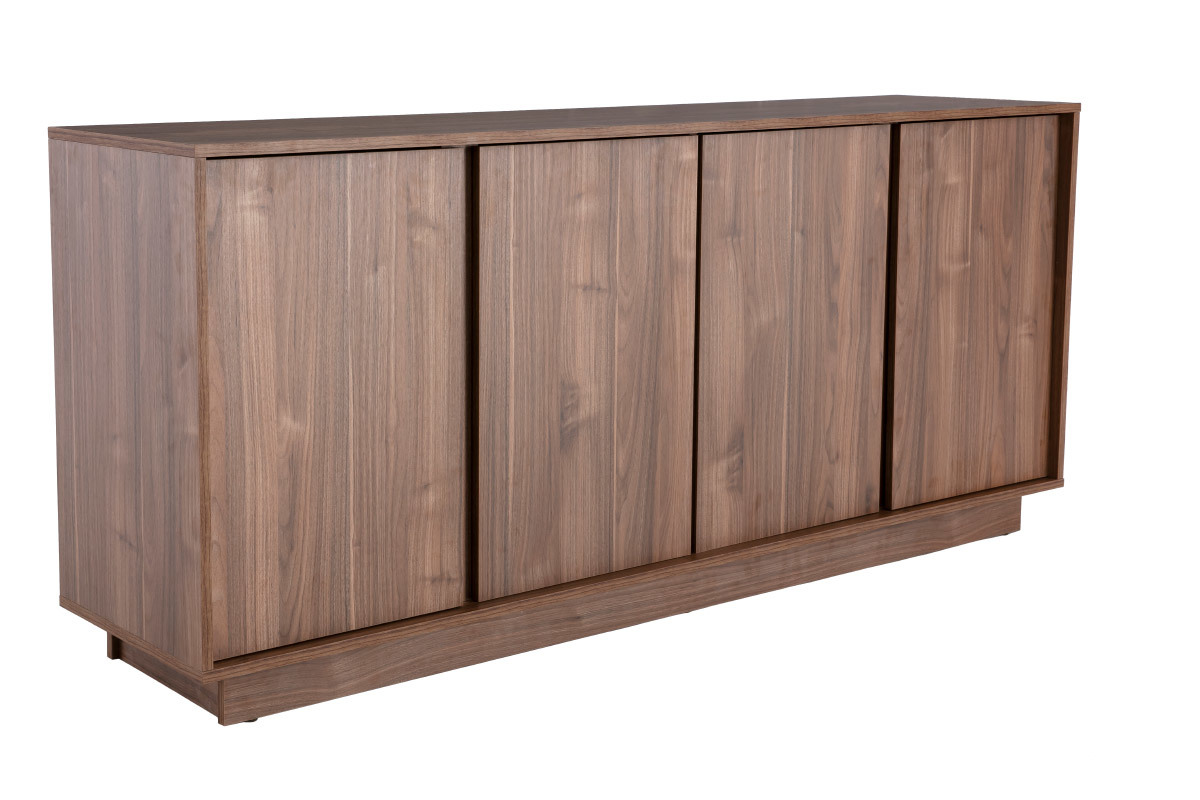 Buffet vintage finition bois fonc� noyer 4 portes L180 cm COMO