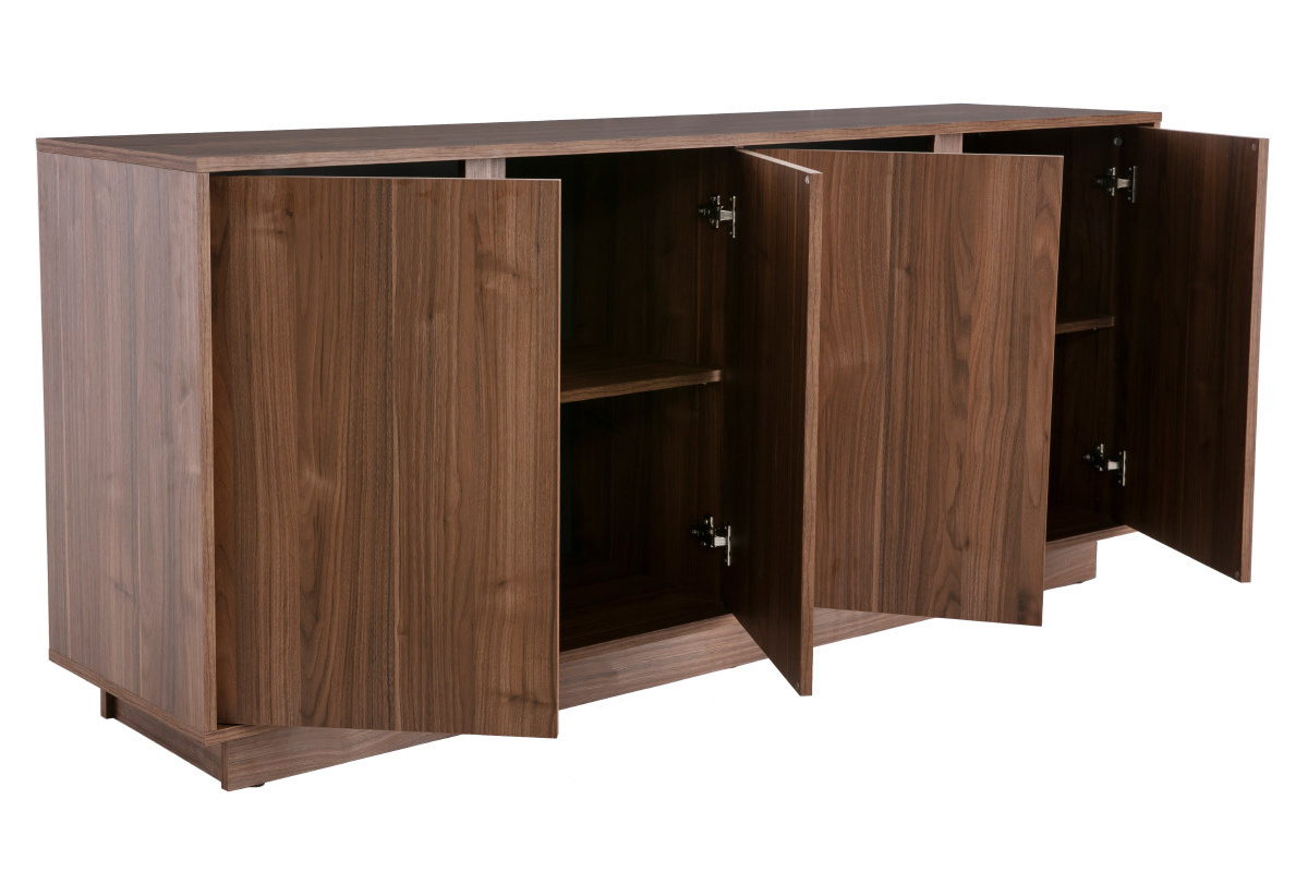 Buffet vintage finition bois fonc� noyer 4 portes L180 cm COMO