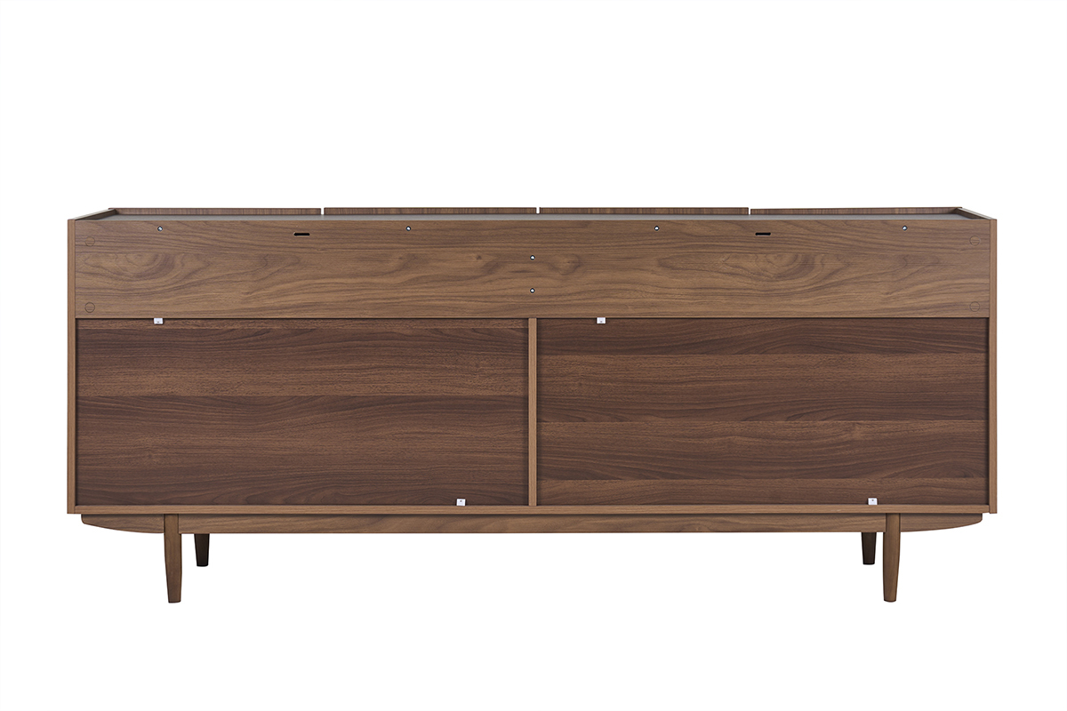 Buffet en bois fonc� noyer SANAA � quatre portes, vue de dos.