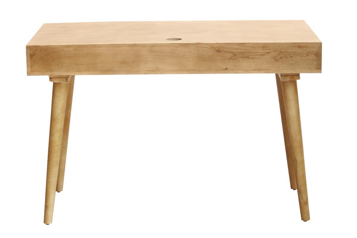 Bureau avec rangements 2 tiroirs ethnique bois manguier massif grav� L120 cm KAFFIR