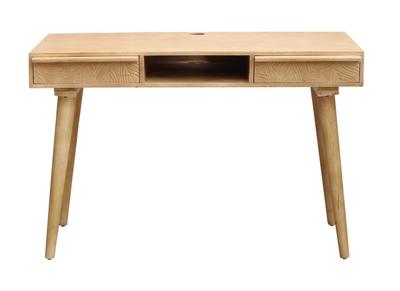 Bureau avec rangements 2 tiroirs ethnique bois manguier massif grav&eacute; L120 cm KAFFIR