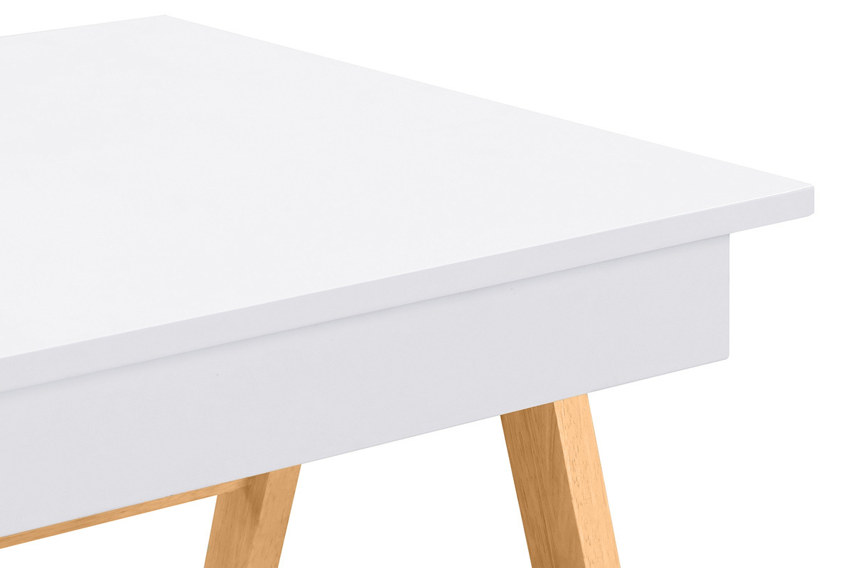 Bureau avec rangements 2 tiroirs scandinave blanc et bois clair ch�ne L120 cm BROOK