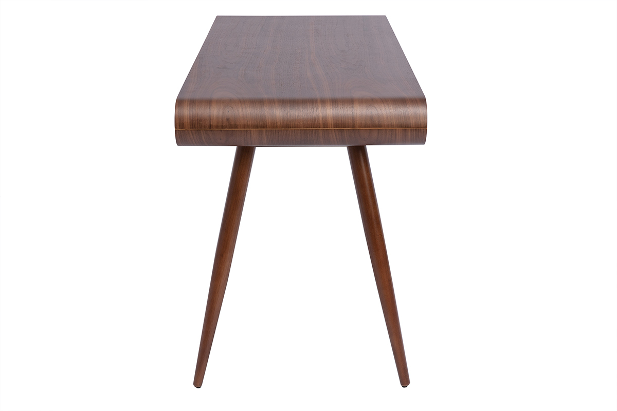 Bureau avec rangements 2 tiroirs vintage bois fonc� noyer L120 cm BJORG