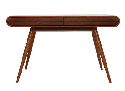 Bureau avec rangements 2 tiroirs vintage bois fonc&eacute; noyer L120 cm BJORG