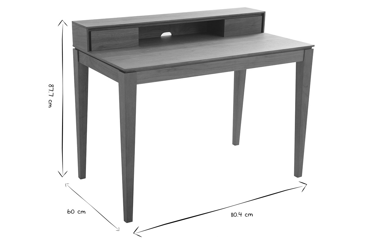 Bureau avec rangements bois fonc� noyer L110 cm SEKRET