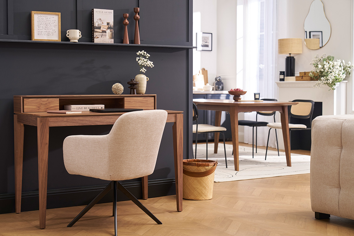 Bureau avec rangements bois fonc� noyer L110 cm SEKRET