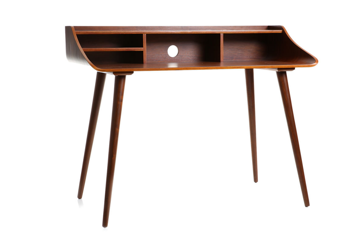 Bureau avec rangements vintage bois fonc� L120 cm NORDECO