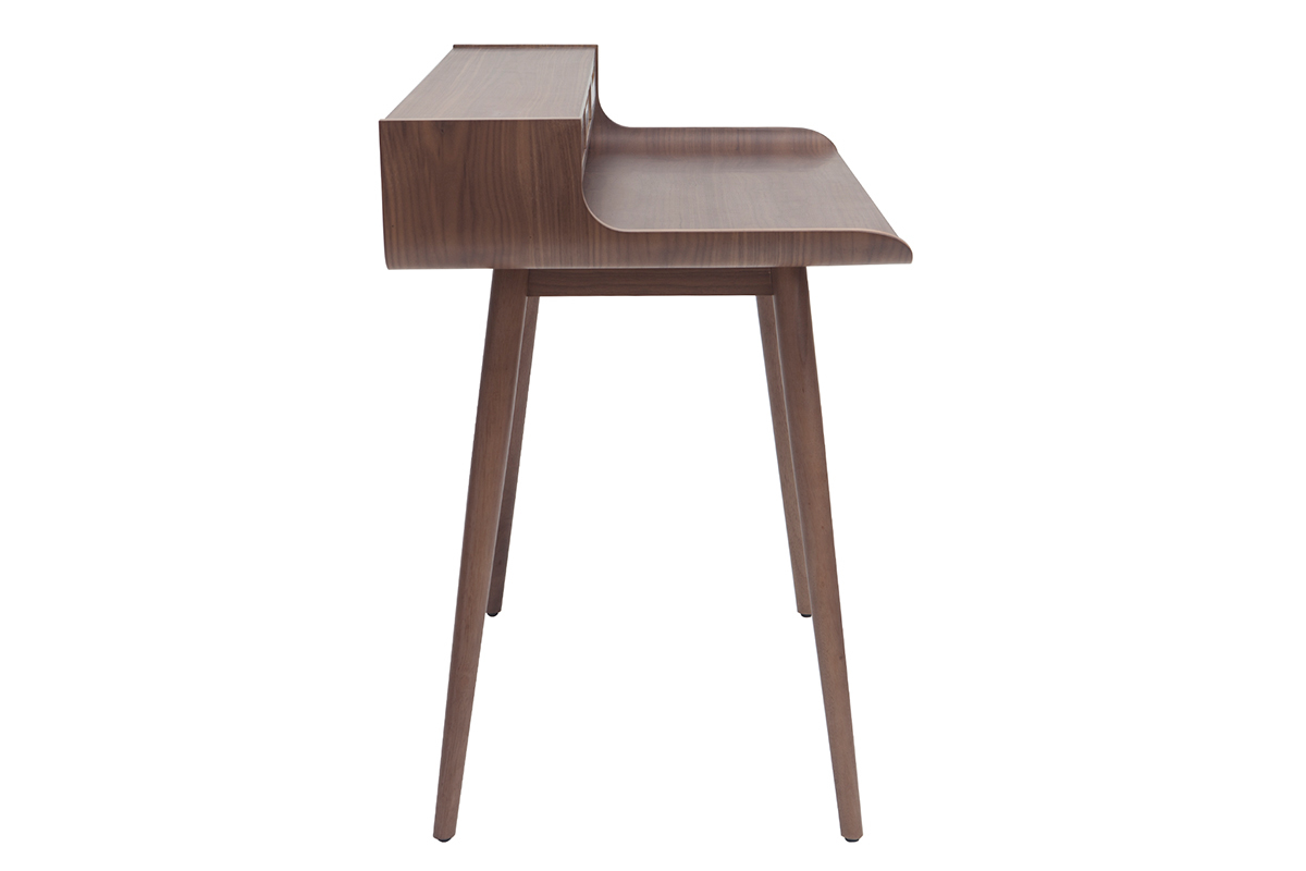 Bureau avec rangements vintage bois fonc� noyer L110 cm OPUS