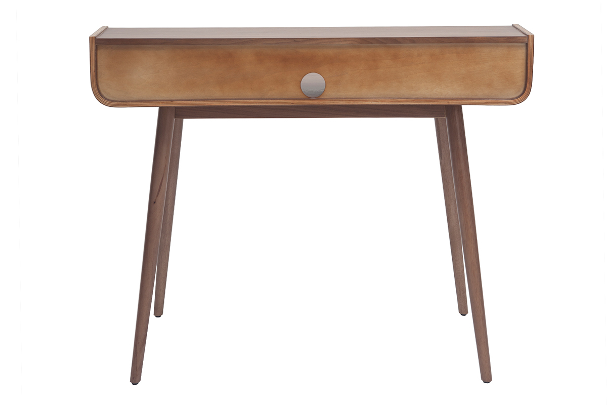 Bureau avec rangements vintage bois fonc� noyer L110 cm OPUS