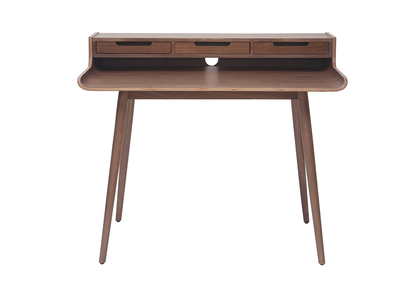 Bureau avec rangements vintage bois fonc&eacute; noyer L110 cm OPUS