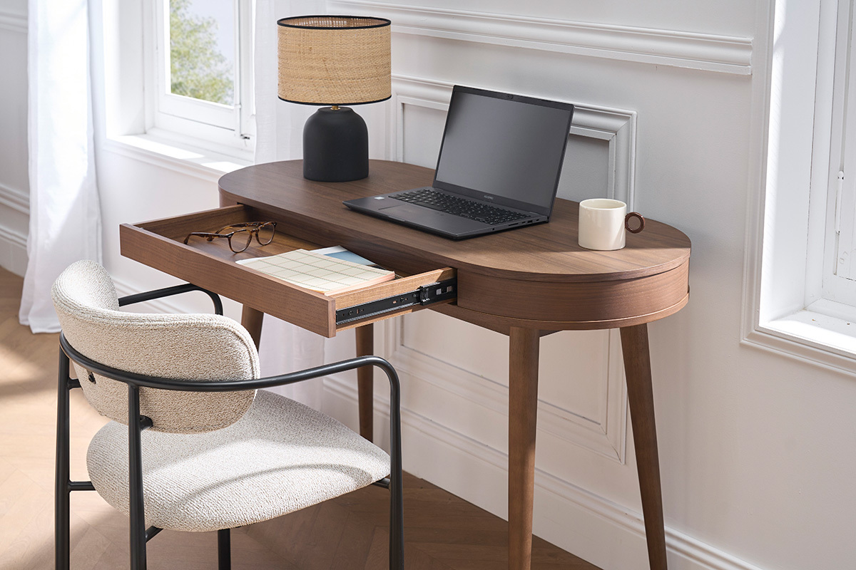 Bureau avec tiroir en bois fonc� L120 cm JUDITH