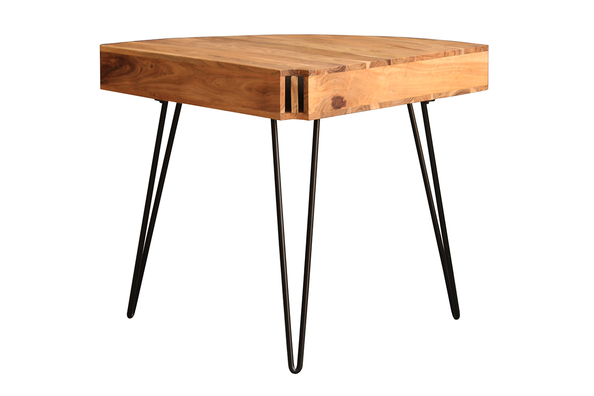 Bureau d'angle avec rangements bois massif et m�tal noir L75 cm GOSBY