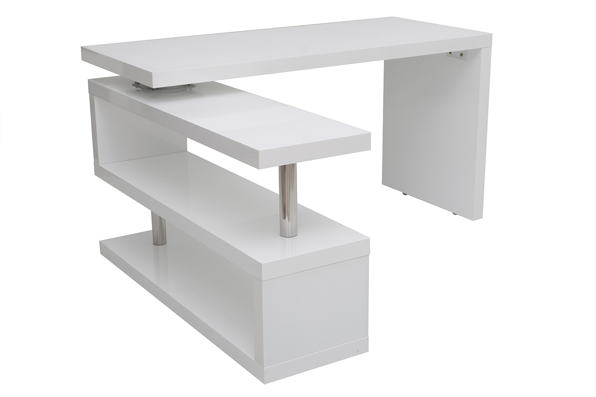 Bureau modulable design blanc laqu� L140-218 cm MAX