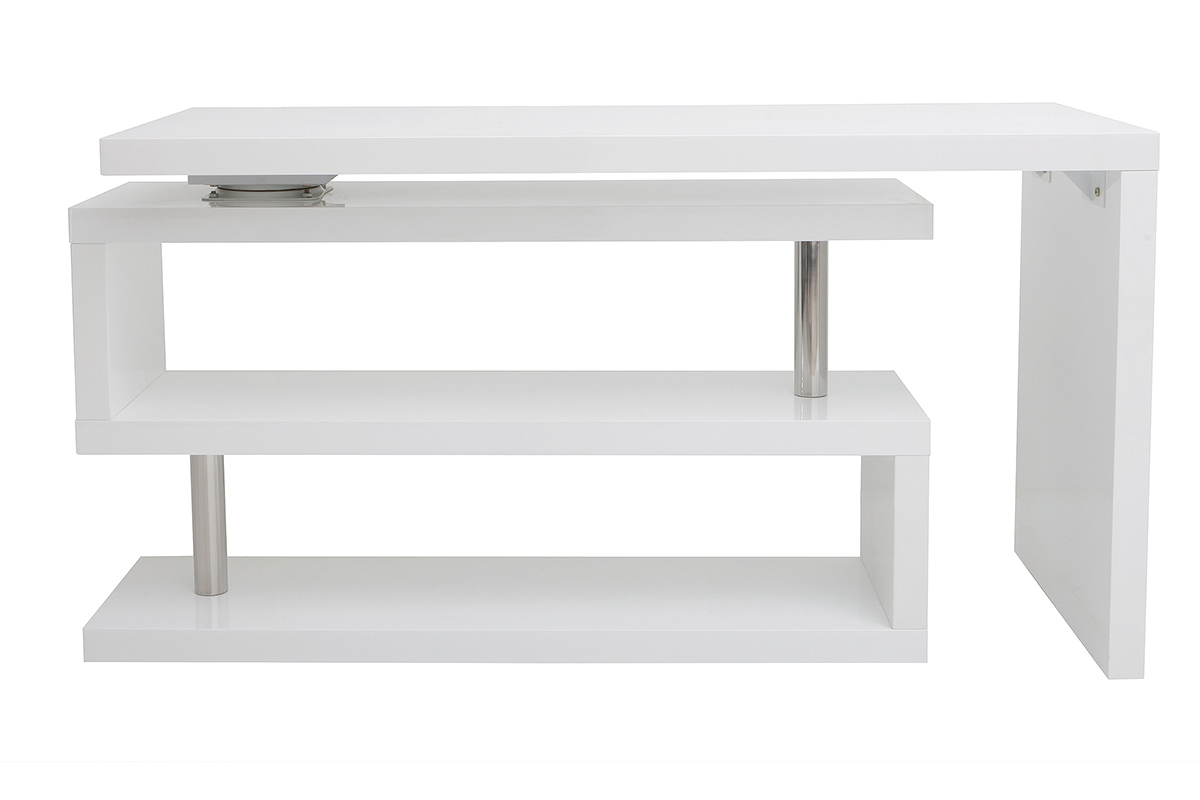 Bureau modulable design blanc laqu� L140-218 cm MAX
