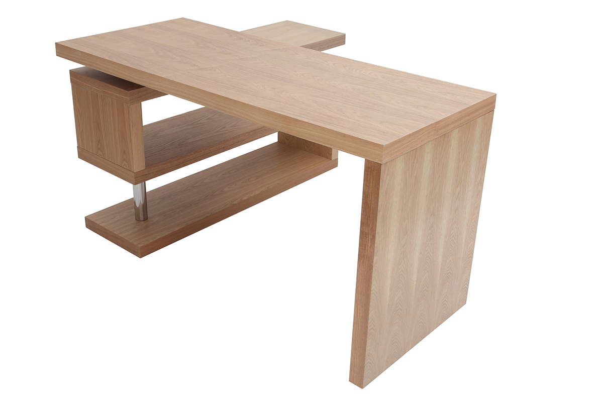 Bureau modulable design en bois clair ch�ne L140-214 cm MAX