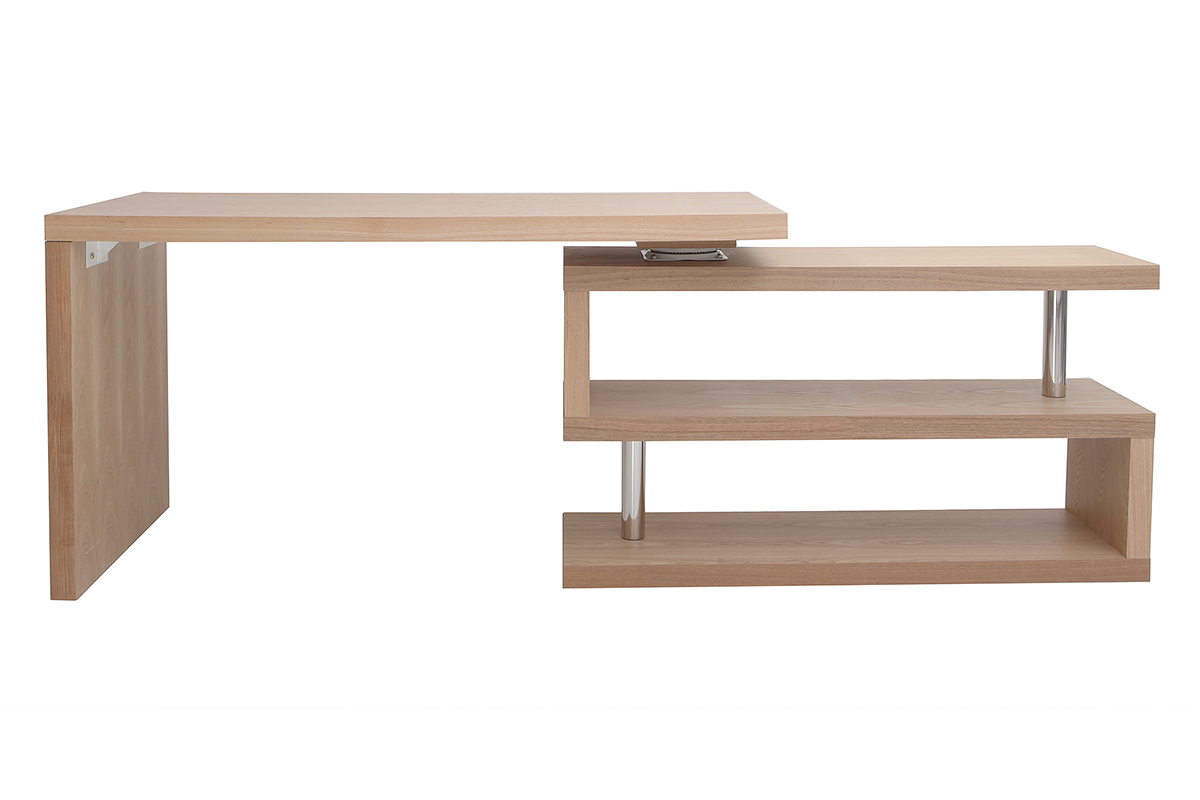 Bureau modulable design en bois clair ch�ne L140-214 cm MAX
