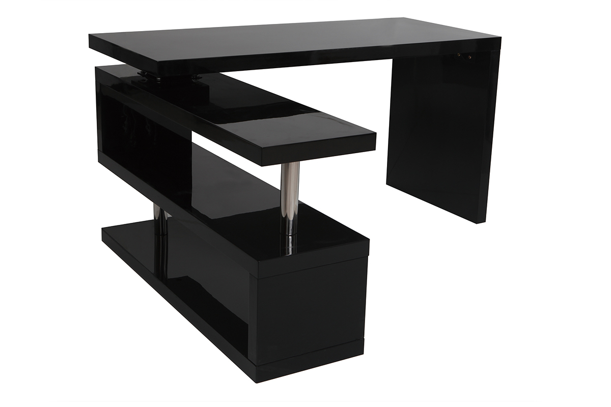 Bureau modulable design noir laqu� L140-218 cm MAX