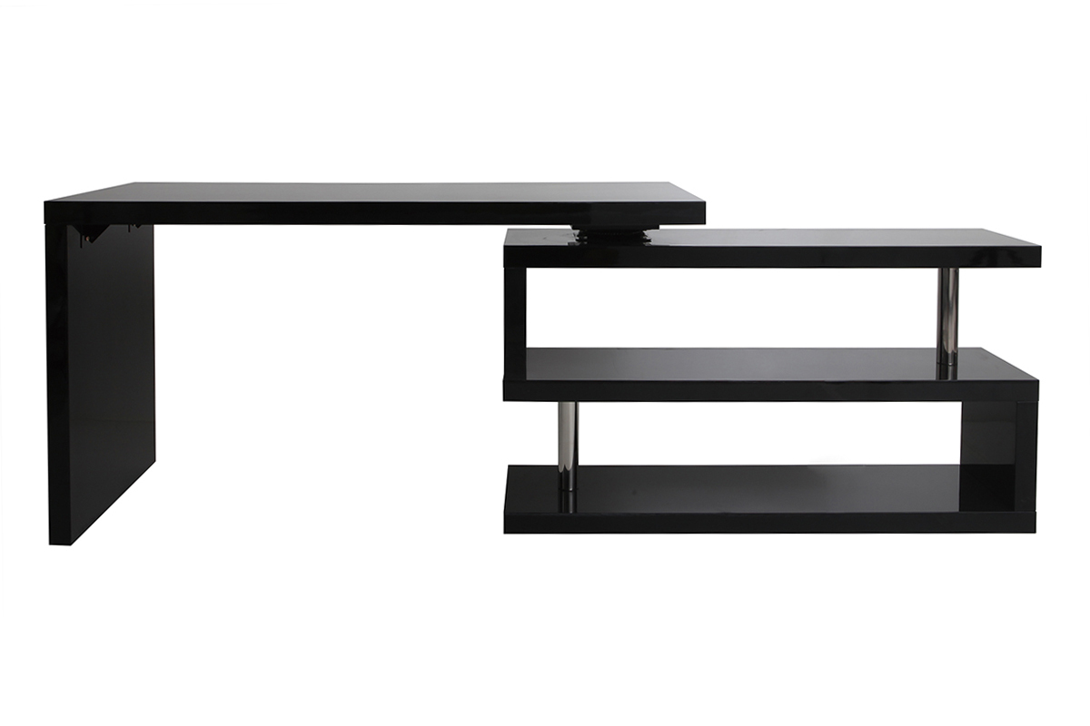 Bureau modulable design noir laqu� L140-218 cm MAX