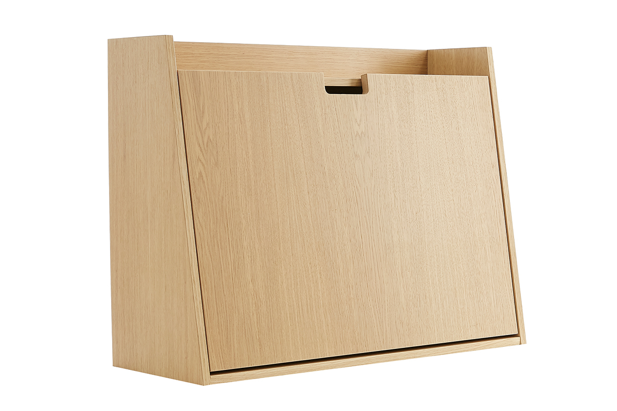 Bureau mural avec rangements scandinave bois clair ch�ne L78 cm GABIN