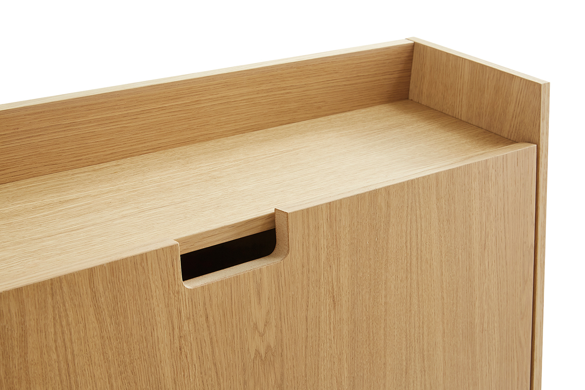 Bureau mural avec rangements scandinave bois clair ch�ne L78 cm GABIN