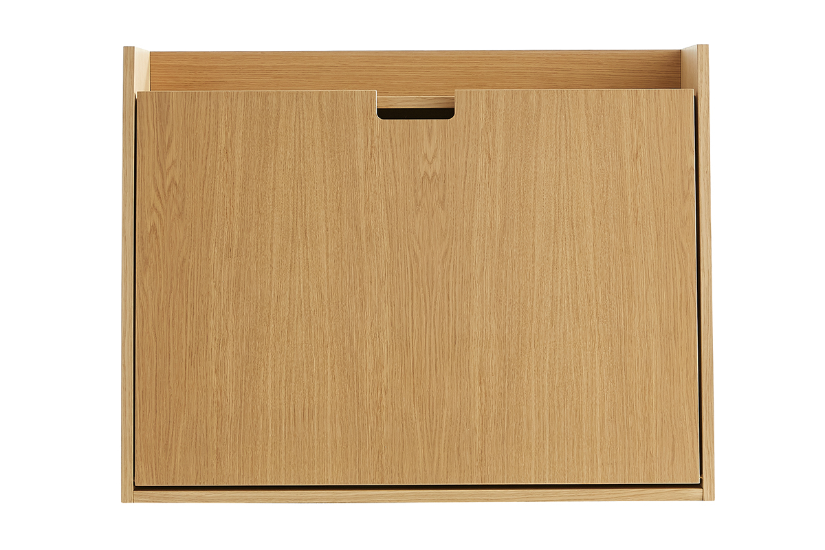 Bureau mural avec rangements scandinave bois clair ch�ne L78 cm GABIN