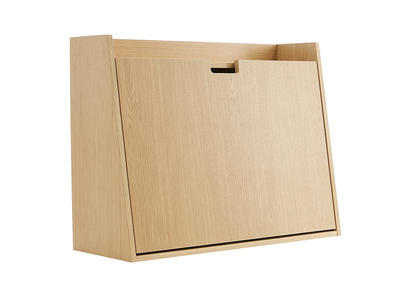 Bureau mural avec rangements scandinave bois clair ch&ecirc;ne L78 cm GABIN