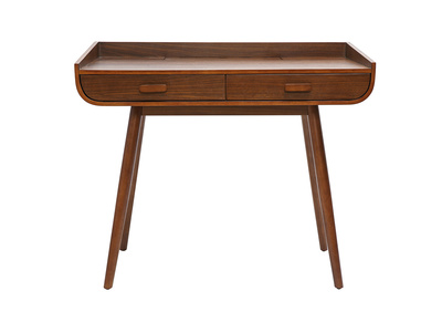 Bureau scandinave bois fonc&eacute; avec rangements 2 tiroirs L100 cm HALLEN