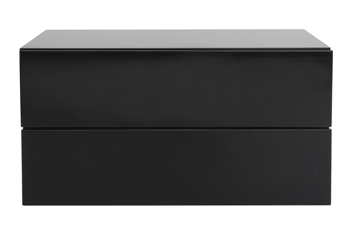 Caisson de rangement 2 tiroirs noir laqu� MAX