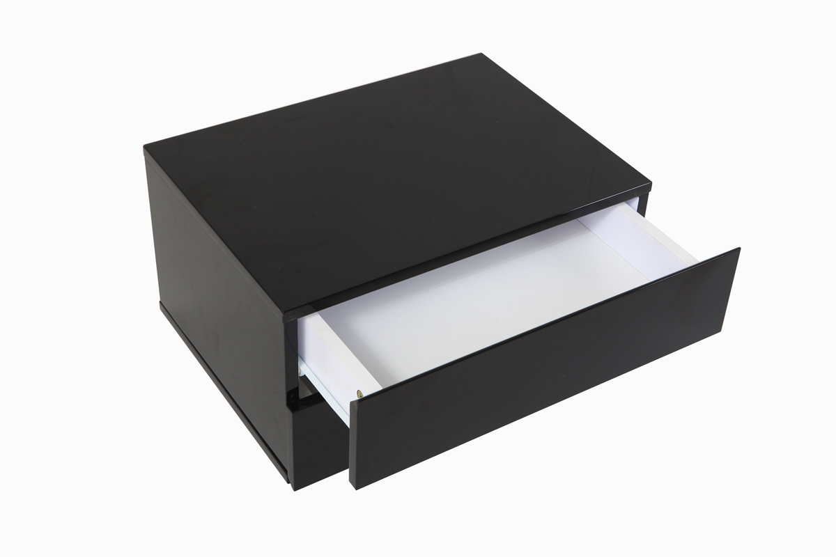 Caisson de rangement 2 tiroirs noir laqu� MAX