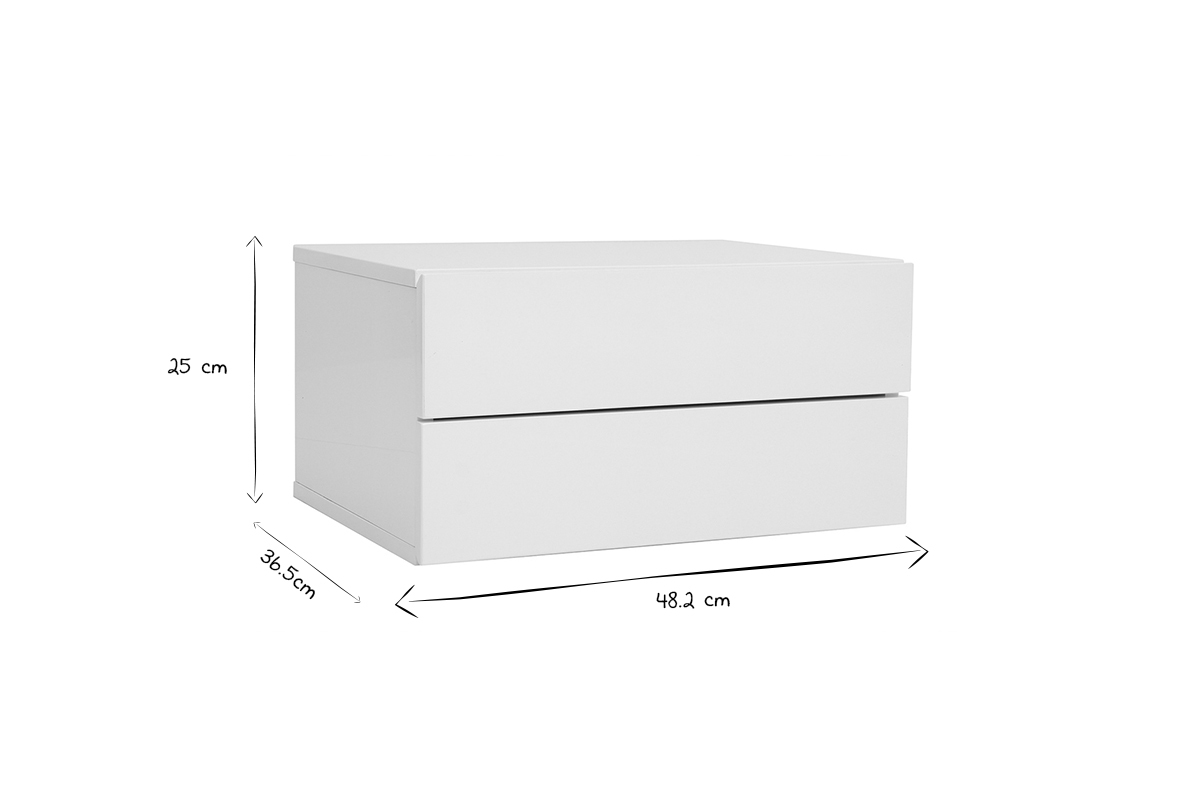 Caisson de rangement 2 tiroirs noir laqu� MAX