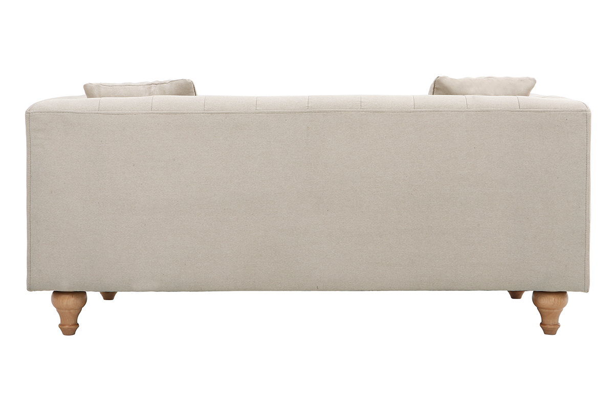 Canap� 2 places beige vu de dos avec pieds en bois clair.