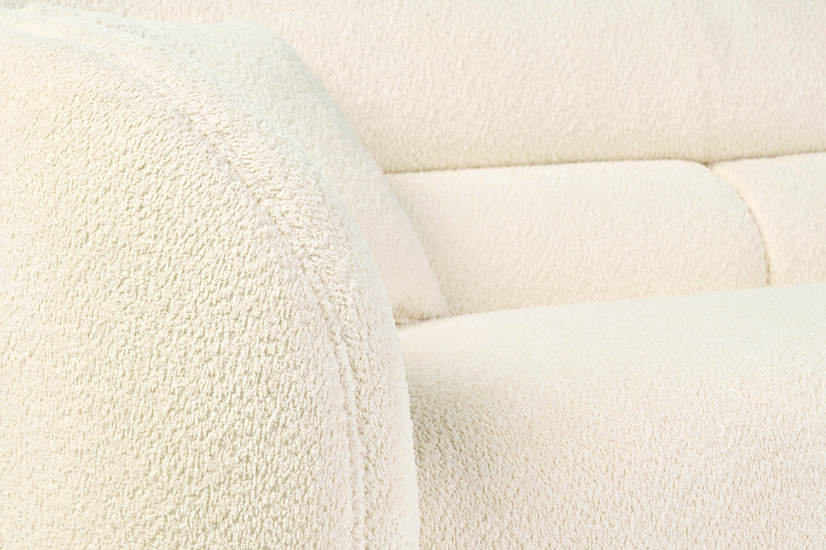 Canap� 3-4 places en tissu bouclette blanc cass� MOCHI