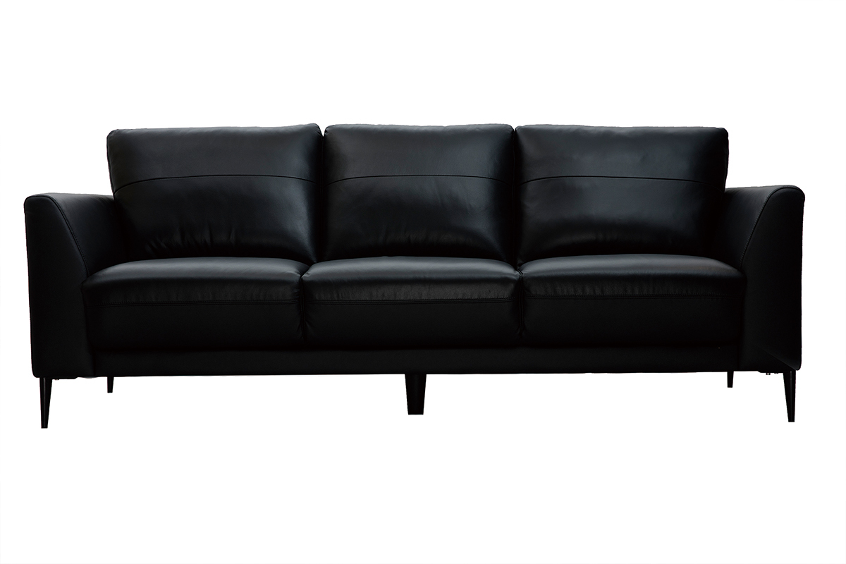 Canap� 3 places cuir noir et m�tal noir JOPLIN