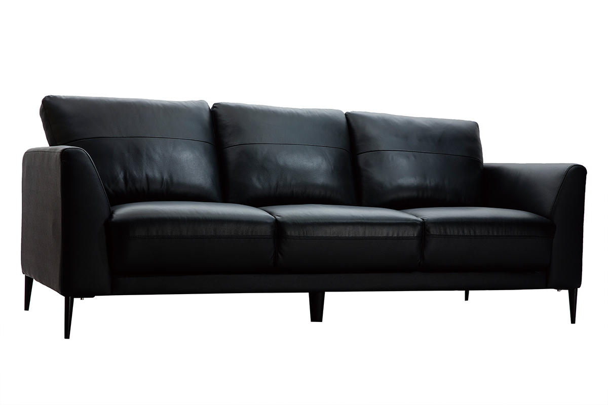 Canap� 3 places cuir noir et m�tal noir JOPLIN