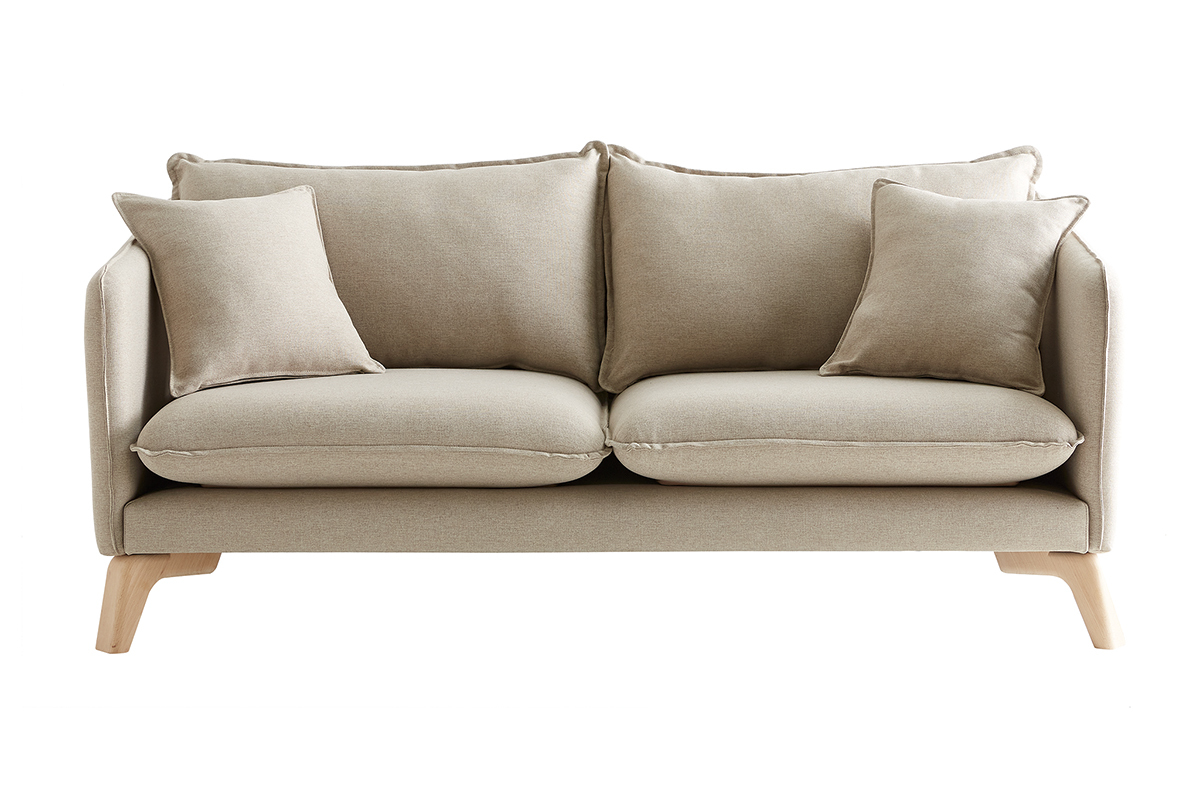 Canap� 3 places �co-responsable en tissu recycl� naturel et bois clair FOREST