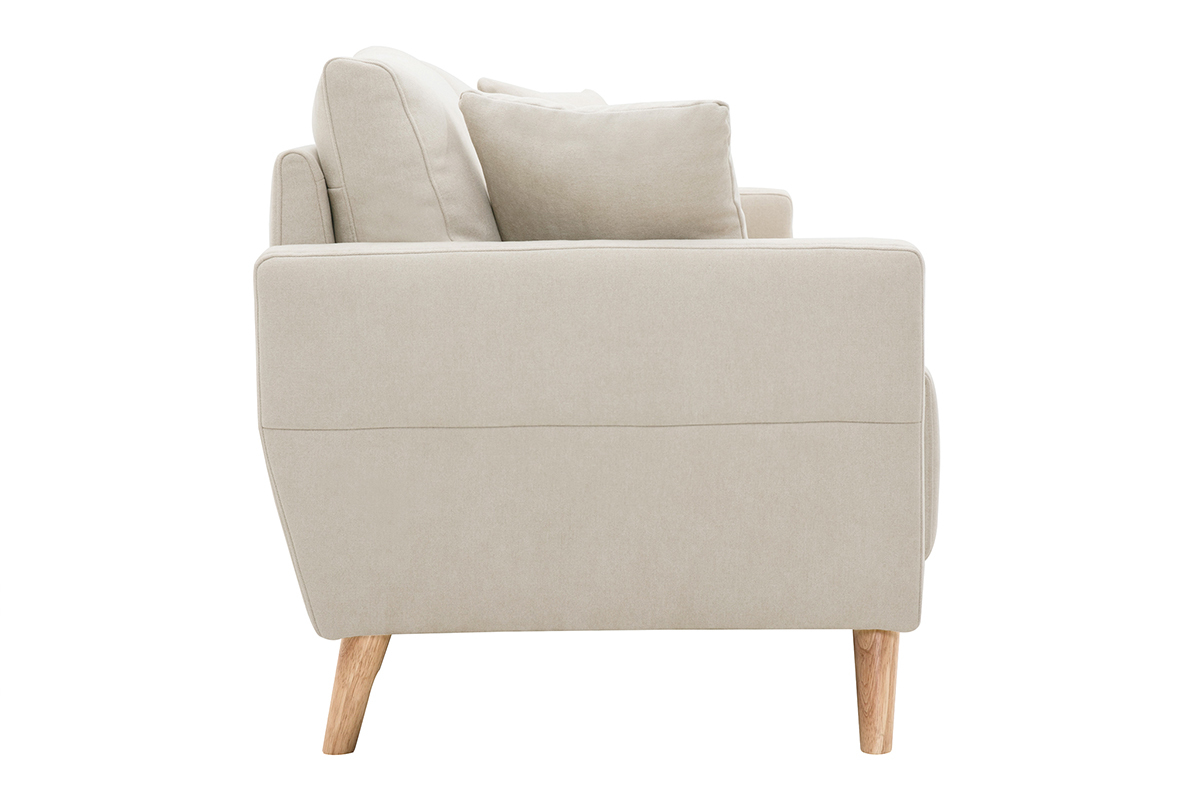 Canap� 3 places en tissu beige et bois clair MUNIK