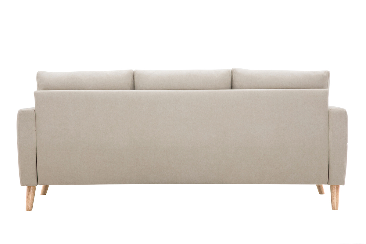 Canap� 3 places en tissu beige et bois clair MUNIK