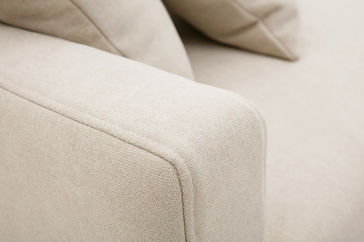 Canap� 3 places en tissu beige et bois clair MUNIK